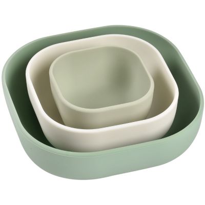 B&eacute;aba - Lot De 3 Bols Gigogne En Silicone Vert - Apprentissage Repas