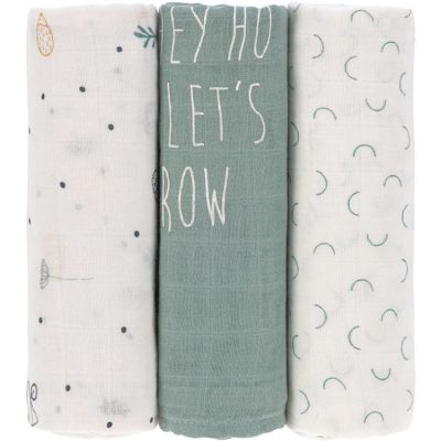 Lot de 3 langes en bambou vert d'eau Garden Explorer (80 x 80 cm)