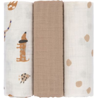 Lange mousseline l little mateys bleu roi 3 pcs ass., 85 x 85 cm