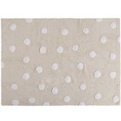 PROMOTION - Tapis de sol enfant 120x160 cm beige pois blanc