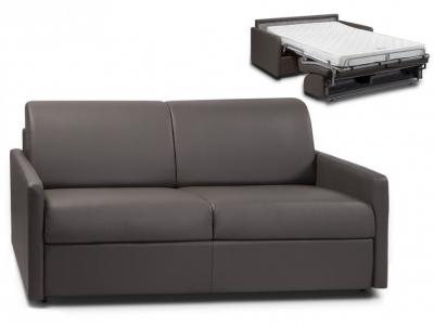 Canap&eacute; 3 places convertible express en simili CALIFE - Gris - Couchage 140 cm