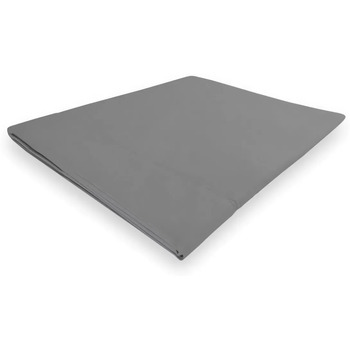 Drap plat en coton 260x300 cm PERCALE gris, par Soleil d'ocre