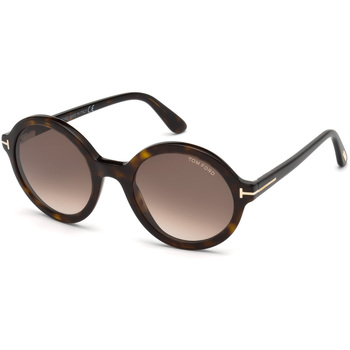 TOM FORD Femme FT0602 NICOLETTE-02 52K Lunettes de soleil Ac&eacute;tate Havane Marron Ronde Normale Ombr&eacute;