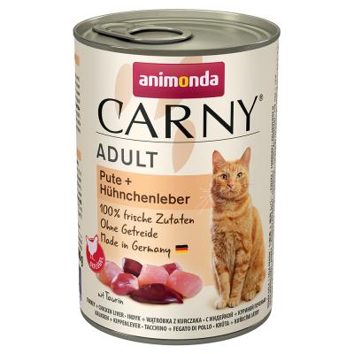 Animonda Carny Adult 6 x 400 g - dinde, foie de poulet