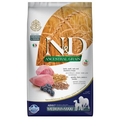 Farmina N&D Ancestral Grain Adult Medium & Maxi agneau, myrtilles - 12 kg
