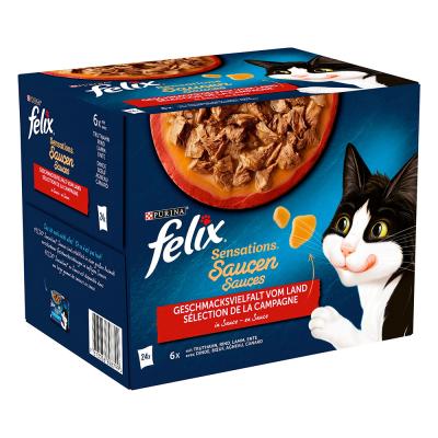 Felix ""Sensations en sauce Surprise"" 24 x 85 g - s&eacute;lection &agrave; la viande