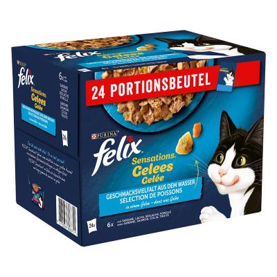Felix Sensations Gel&eacute;es 24 x 85 g Vari&eacute;t&eacute; de saveurs aquatiques