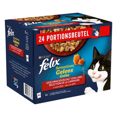 Felix Sensations Gel&eacute;es 24 x 85 g Vari&eacute;t&eacute; de saveurs du pays