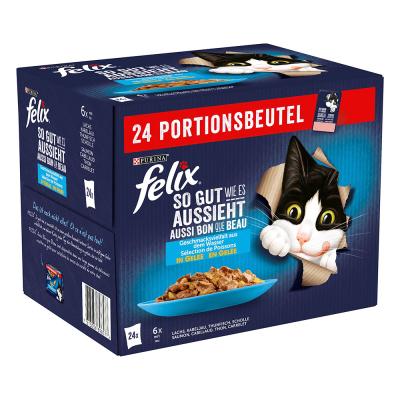 Felix ""Tendres Effil&eacute;s"" en gel&eacute;e 24 x 85 g - s&eacute;lection au poisson
