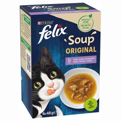 Felix Soup 6 x 48 g pour chat - s&eacute;lection mixte