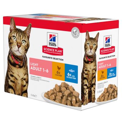 Hill's Science Plan Adult Light - viande et poisson (48 x 85 g)