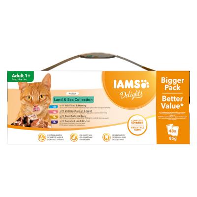 IAMS Delights Adult Terre & Mer 48 x 85 g - en gel&eacute;e