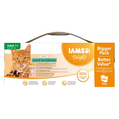IAMS Delights Adult Terre & Mer 48 x 85 g - en sauce