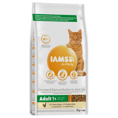 Iams croquettes au poulet - toutes races - 3kg - pour chat adulte