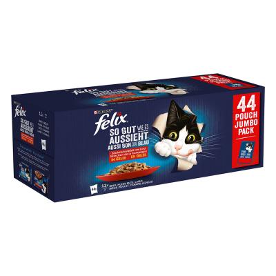 M&eacute;gapack Felix ""Tendres Effil&eacute;s"" en gel&eacute;e 132 x 85 g - s&eacute;lection &agrave; la viande