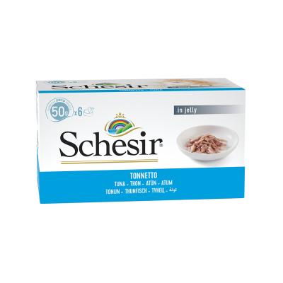 P&acirc;t&eacute;e pour chat Schesir en gel&eacute;e - Lot de 6 bo&icirc;tes x 50 g Thon