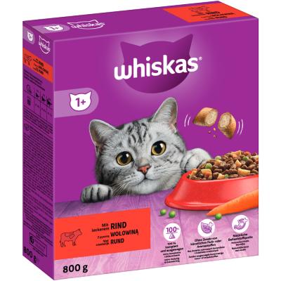 WHISKAS&reg; Carton Sec 1+ avec b&oelig;uf 5 x 800 g