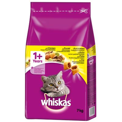 WHISKAS Croquettes au poulet - Pour chat adulte - 7 kg