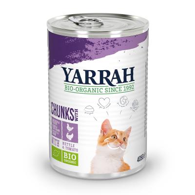 Yarrah Bio 24 x 400/405 g - Chunks : poulet bio, dinde bio - 405 g