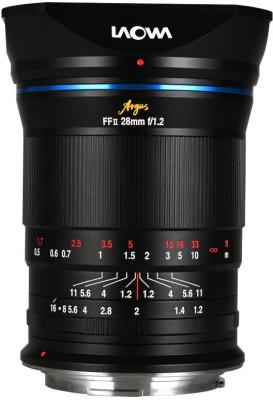 Objectif hybride Laowa Argus 28mm f/1.2 FF noir pour Canon RF