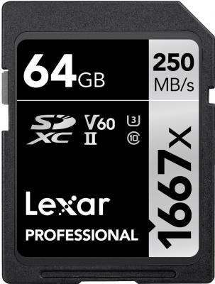Carte sdxc 64 go 1667x professional 250 mo/s classe 10 uhs-ii u3