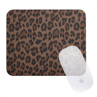 Selencia Sabi Tapis de Souris en Similicuir imprim&eacute; panth&egrave;re - 20 x 24 cm - Mocha Brown