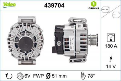VALEO 439704 Alternateur 14V 180A MERCEDES-BENZ: GLK, Classe E Berline, Classe E Break
