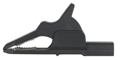 Toma de entrada de 4,0 mm con pinza de cocodrilo delgada, negra