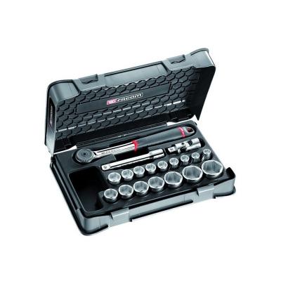 Facom - coffret douilles 1/2"" 6 pans m&eacute;triques 19 pi&egrave;ces - s.161-2p6pb