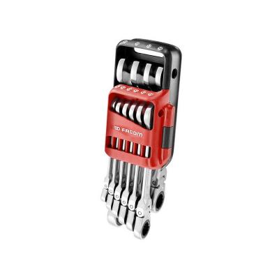 Jeu de 10 cles mixtes acliquet articulees en etui pocket HEX-304718