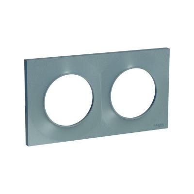 Plaque d&eacute;corative 2 postes Schneider Electric Odace Styl Aluminium