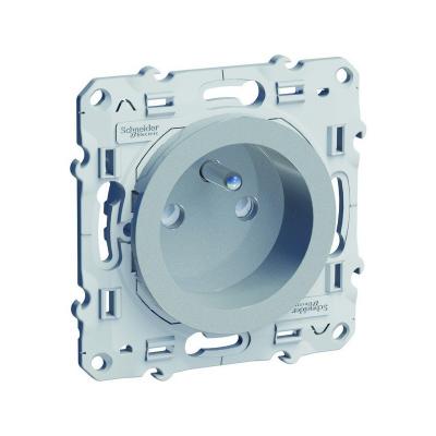 Prise de courant 2 P&ocirc;les + Terre Schneider Electric Odace Aluminium