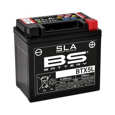 BS Battery Batteries Motorrad 300670 BTX5L BTZ6S AGM SLA, noir