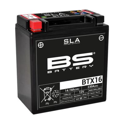 BS battery 300763&nbsp;btx16&nbsp;AGM SLA Moto Batterie Noir