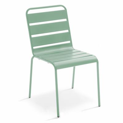 Oviala Palavas - Chaise de Jardin en m&eacute;tal Vert Sauge