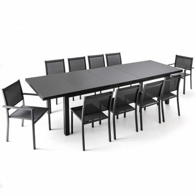 Table de jardin &agrave; rallonge extensible 256/320 cm 10 places - Gris