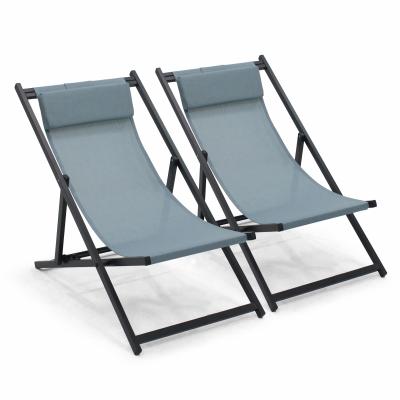 Chiliennes pliantes - OVIALA - Aluminium - Bleu - Multipositions