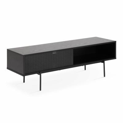 Meuble TV en placage bois style contemporain 140 cm