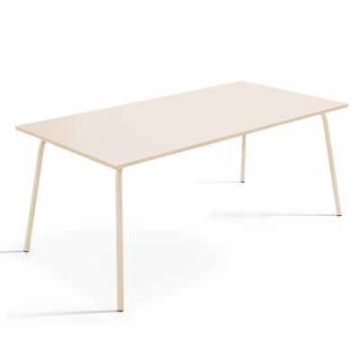 Palavas - Table de jardin rectangulaire en m&eacute;tal ivoire 120 cm - Beige