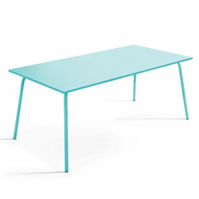 Table de jardin rectangulaire en m&eacute;tal turquoise 120 cm - Palavas
