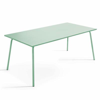 Table de jardin rectangulaire en m&eacute;tal vert sauge 120 cm - Palavas