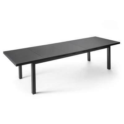 Table de jardin &agrave; rallonge en aluminium gris (320 x 100 x 76 cm)
