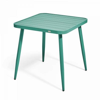 Table de jardin carr&eacute;e en aluminium vert olive - Oviala