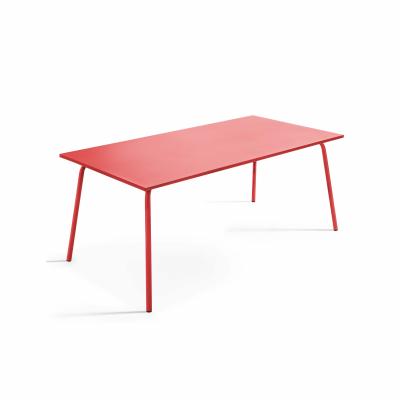 Palavas - Table de jardin rectangulaire en m&eacute;tal rouge - Rouge