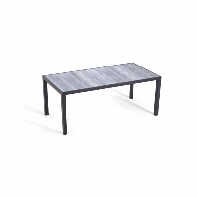 Table de jardin plateau en c&eacute;ramique effet b&eacute;ton (185 x 95 x 74 cm)