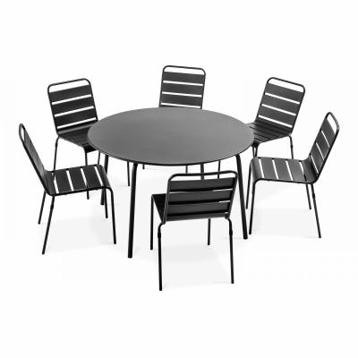 Table de jardin et 6 chaises - 120 x 72 cm - Acier - Palavas - Gris