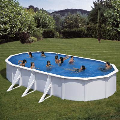Piscine ovale acier 7,44m x 3,99m x H. 1,22m filtration sable 