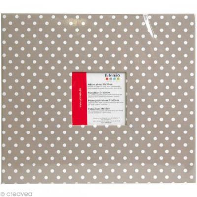 Album avec fen&ecirc;tre - Pois blanc / beige - 10 pochettes