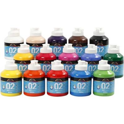 Set 15 peintures acryliques Mate A-Color - Couleurs Assorties 500 ml