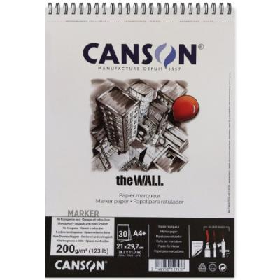 Canson canson bloc papier dessin spiral&eacute; ""the wall"", a4, 220 g/m2 noir